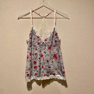 Y2K Floral Lace Pajama Tank Top Coquette Style Camisole Size‎ Large 2000s